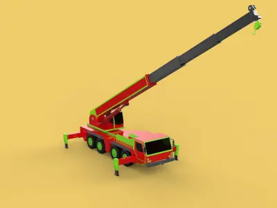 FIRE TRUCK FIREFIGHTER FIREFIGHTING FIREMAN ENGINE MOBILE CRANE 3D model