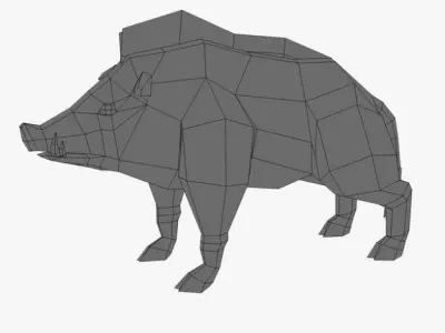 Low poly boar wild 3D model