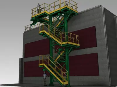 Industrial Ladder Low-poly 3D model