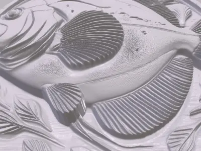 Flounder Fish 1 basrelief for 3D printing 3D print model