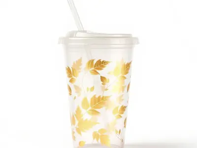 Luxurious Gold Leaf Plastic Cup model pack Low-poly 3D model