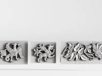 S00089 Set of Ancient Decorative Reliefs 3dp 3D print model