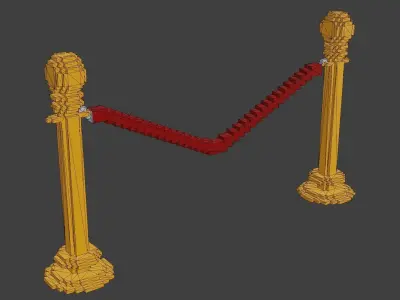 Voxel Golden Rope Barrier MagicaVoxel Free low-poly 3D model