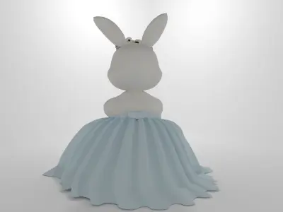 Adorable Spring Bunny with Flower Basket - Production Ready 3D model