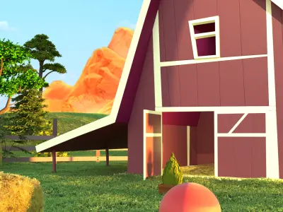 Barnyard farm Low-poly 3D model