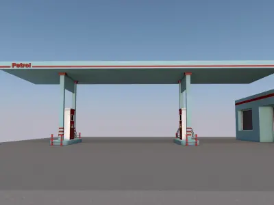 Cartoon low-poly gas station Low-poly 3D model