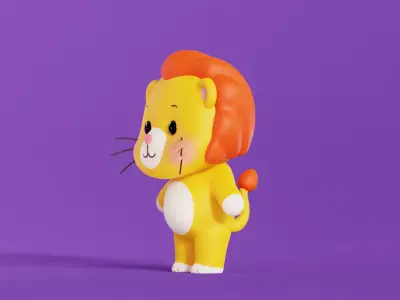 Lion Cartoon Character Chibi Kawaii Low-poly 3D model