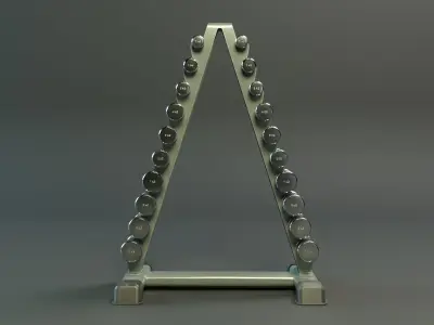Chrome Dumbbells Rack PBR Low-poly 3D model