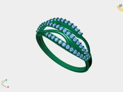 Women Ring Diamond Stone STL 3DM Lightweight Printable 3D print model 9