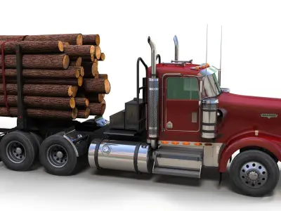 Kenworth log truck Low-poly 3D model