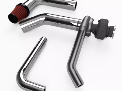 3d printable turbocharger with KN filter and hoses 3D print model