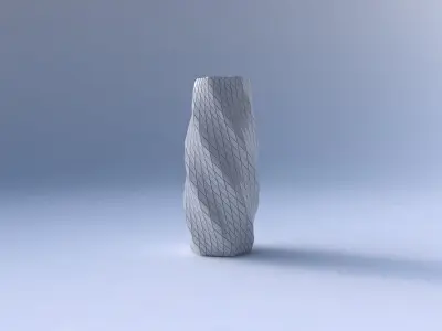 Vase twisted hexagon with diagonal grid plates 3D print model