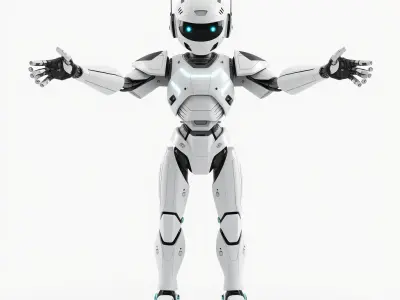RiggedFuturistic Robot Unit with Advanced Armor and Blue Lights Low-poly 3D model