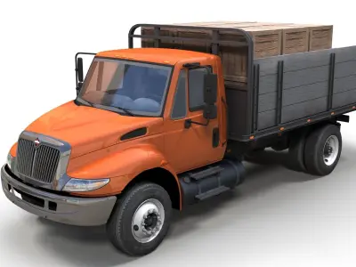 International Durastar flatbed truck Low-poly 3D model