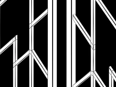 Decorative gold plaster partition screen with geometric pattern 3D model 2