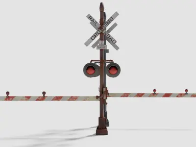 Railroad Crossing Gate with pbr textures Low-poly 3D model