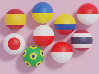 Flag Soccer Ball Collection 6 3D model