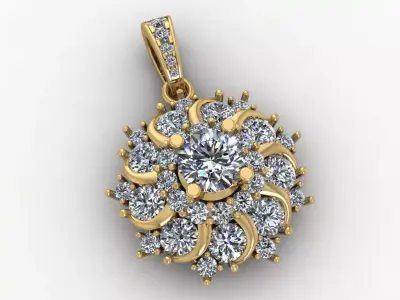 Pendant Gold full Diamond 3D print model