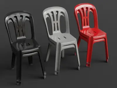 Stackable Plastic Chair Low-poly 3D model
