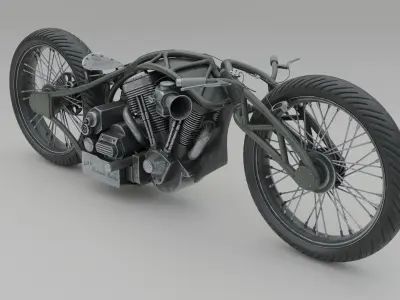 Custom Motorbike Low-poly 3D model