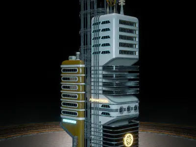 SCIFI ATOMPUNK BUILDING 07 Low-poly 3D model