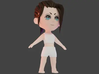 Cartoon Character Base for Games Low-poly 3D model