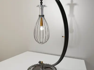 Collection of upcycled bicycle wheel lamps 3D model