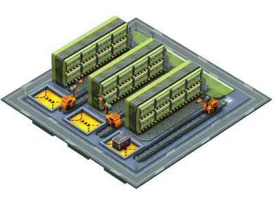isometrical WareHouse platform upgrade 02 Low-poly 3D model