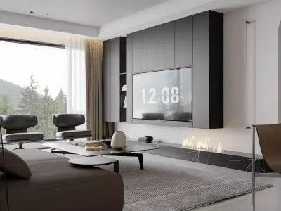 Modern living room dining room interior scenes 238 3D model