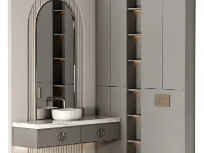 Bathroom furniture N028 in Neoclassic and Modern style Low-poly 3D model