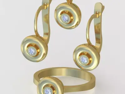 Ring Earring and Pendant Set 3D printable model 0086 3D Model Pack