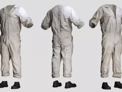 Industrial Welder Painter Outfit - Male Workwear Set Low-poly 3D model