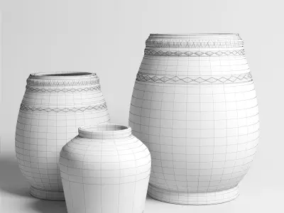 Medium Grey Rustic Farmhouse Concrete Vase Low-poly 3D model