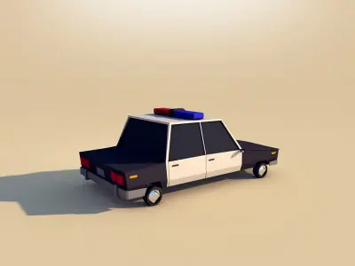 Cartoon Low Poly Police Car 3D model