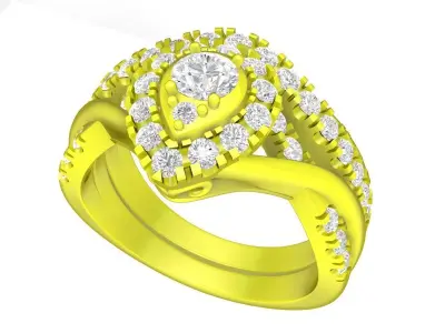 7343 luxury korean style diamond engagement women ring 3D print model