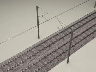 Train Track Double Electrified 3D model