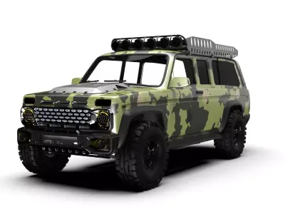 Camouflaged SUV 3D Model High Detail  3D model