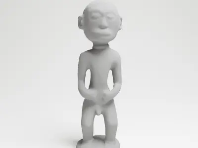 Ancient African Male Wood Sculpture from Uganda 3d scan 3D model