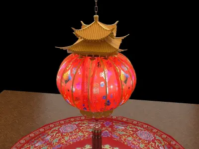 Chinese red lantern  3D model 40