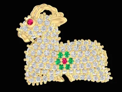 Luxury Zodiac Goat Pave Pendant 3D Model  2287 3D print model