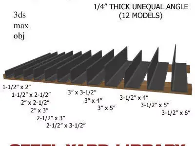 1 4in Thick Unequal Angle 3D model