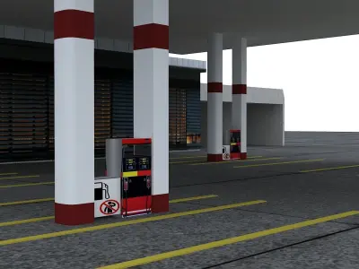 Gas Station Free low-poly 3D model