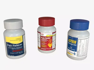 Pain Reliever Aspirin Pill Box Low-poly 3D model