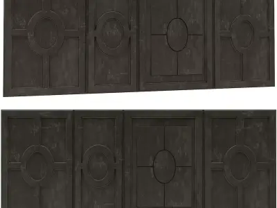 Bar Set 01 part2 Old Black with patina wood wall panels  3D model