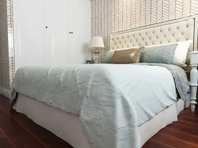 Double bed 3D Model - European Bedroom 3D model