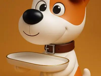 Funky Pet Dog with tray Sculpture 3D print model