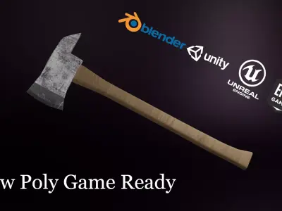 Low Poly Axe Game Ready Blender Unity Unreal Low-poly 3D model