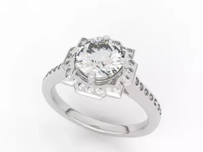 Vintage 1 Carat Diamond Engagement Ring 3D print model