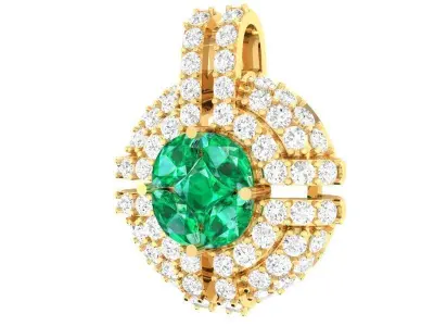 Luxury Round Double Halo Diamond Pendant 306 3D print model