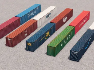 53ft Containers Pack 2 Low-poly 3D model